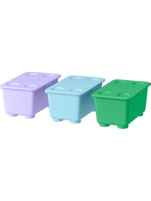 IKEA Glıs Kapaklı Kutu, Lila-Mavi-Yeşil