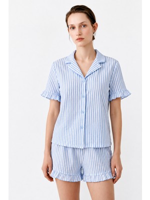Fit Women Kadın Relaxed Lastikli Mavi Pijama Takımı