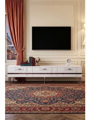 Yumedi Design TSA1842BS - Ilay Tv Stand , Tv Sehpası 180CM Beyaz-Silver