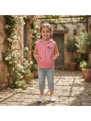 Erca Home Tekstil Ürünleri %100 Pamuklu İki İplik Şardonsuz Fermuarlı Kız Yelek 5y,6y,7y,8y,9y Kız Yelek Pembe