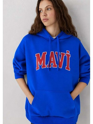 Mavi M1600361-70758 Mavi Logo Baskılı Kapüşonlu Kadın Sweatshirt