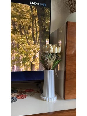Nure Store Pinterest Görünümlü Bohem Tarz Çizgili Bubble Vazo- 20CM