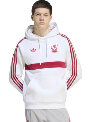 adidas Liverpool FC Originals Kapüşonlu Erkek Beyaz Futbol Sweatshirt KG2904