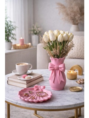 Nure Store Kurdeleli Dekoratif Vazo ve Istridye Aksesuarlık