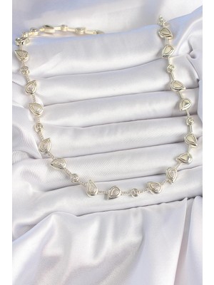 Altaylar Tedarik Pirinç Gold Renk Zirkon Taşlı Damla Model Vıp Seri Exclusive Kadın Kolye