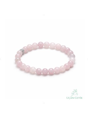 Uçan Geyik Doğal Pembe Kuvars Taş Bileklik 8 mm – Aşk ve Sevgi Taşı, Şifa ve Enerji Kristali, Elastik Unisex Takı