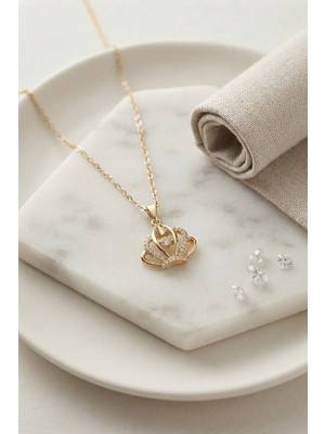 Evimdeyokyok 316L Çelik Zincir Gold Renk Crown Model Kolye TJ-BKO11178
