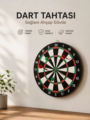Ankaverse Evde Ofiste ve Oyun Alanlarında Kullanıma Uygun Sağlam Ahşap Gövdeli Dart Tahtası