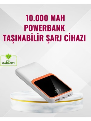 Ankaverse Powerbank 10000 Mah – Çift USB Çıkışlı Type-C Girişli Şık Beyaz Tasarım