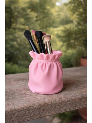Nure Store Büzgülü Pudra Pembe Makyaj Organizer