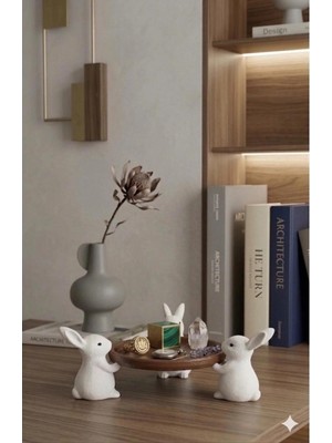 Nure Store Sevimli Tavşan Dekoratif Mini Tabak - Takı Standı Organizer
