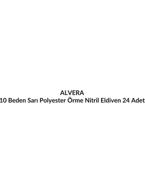 Alvera 10 Beden Sarı Polyester Örme Nitril Eldiven 24 Adet