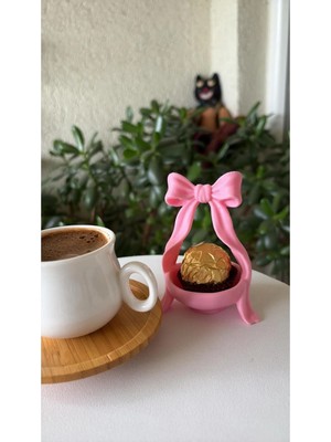 Nure Store 4'lü Coquette Fiyonk Tasarımlı Mini Kahve Yanı Sunumluk – Lokumluk & Çikolata Kasesi