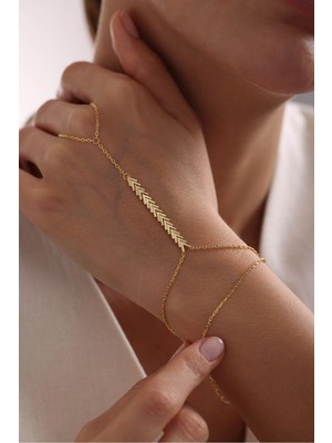 1001 925 Ayar Gümüş Gold Kaplama Balık Sırtı Model Şahmeran Bileklik