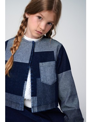 SheShe Patchwork Jean Kız Çocuk Ceket