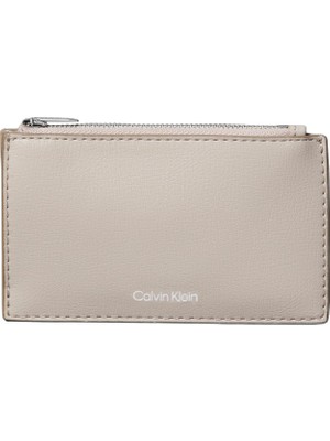 1001 Foil Logo Top Zip Cardcase Kadın Cüzdan Kahverengi Tek Beden
