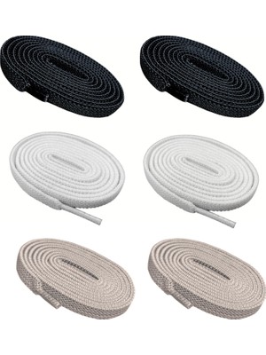 1001 Elastik(Sünebilen) 1 cm Enli, Yassı, 100 cm Ayakkabı Bağcığı (Toplamda 3 Çift)