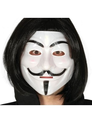 Skygo Siyah Renk Takma Kısa Saç ve V For Vendetta Maskesi Anonymous Maskesi
