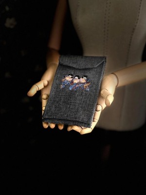 Ggart Handmade Meadov Nakış Işlemeli Keten Telefon Çantası, Telefon Kılıfı Artv4