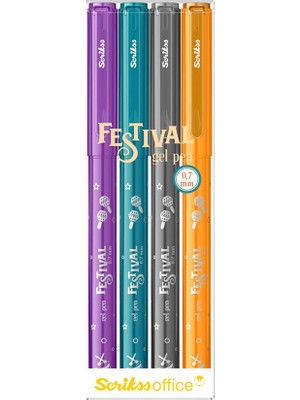 Scrikss Office Scrikss Festival Jel Kalem Seti 0.7mm 4 Vivid Renk Set-2
