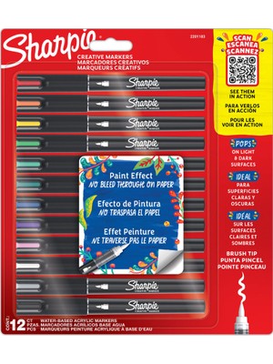Sharpie Akrilik Markör Kalem Fırça Uç 12 Renk 2201183