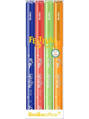 Scrikss Office Scrikss Festival Jel Kalem Seti 0.7mm 4 Vivid Renk Set-1