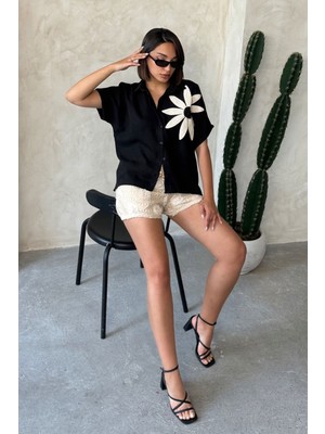 Very Moda Çiçek Detaylı Gömlek | D2890