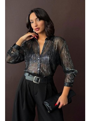 Very Moda Simli Pliseli Gömlek | F2068