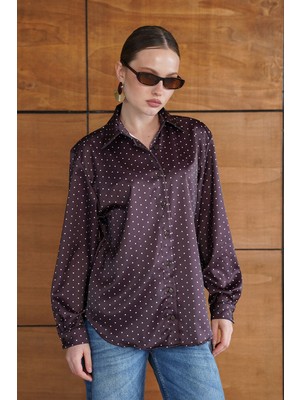 Very Moda Puantiyeli Saten Gömlek - | F2076