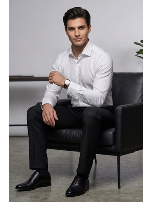 Torivalli Collection Dar Kesim Slimfit Saten Kolay Ütülenebilen Mevsimlik Cepsiz Uzun Kollu Kol Düğmesi Takılabilen Erkek Gömlek