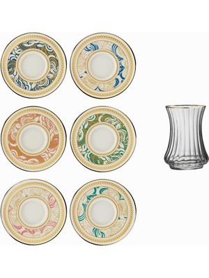 TeknoKapsül Sandro Moreno 1453 Şal Optik 12 Parça Altı Kişilik Çay Seti 110 ml