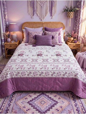 Tek Kişilik  Yatak Örtüsü 155X215 cm - Elyaf Dolgulu - Kapitone Dikişli - Çift Taraflı Kullanım