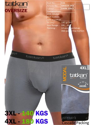Mataş Tatkan - 4'lü - Battal - Penye Modal Erkek Boxershort