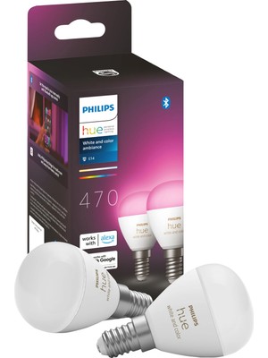 Philips Hue Luster Spherical Light White And Color E14 2-Pack
