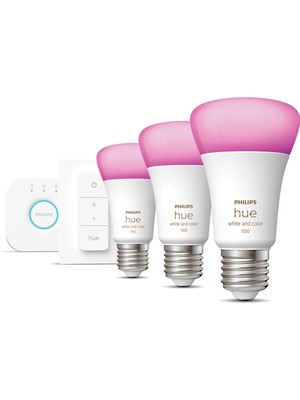 Philips Hue White And Color Starter Pack E27 With 3 Lights + Dimmer + Bridge