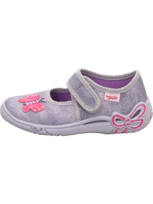 Superfit Belinda Kız Çocuk Ev Kreş Ayakkabısı Kelebek Desenli - Gri 800288-0600