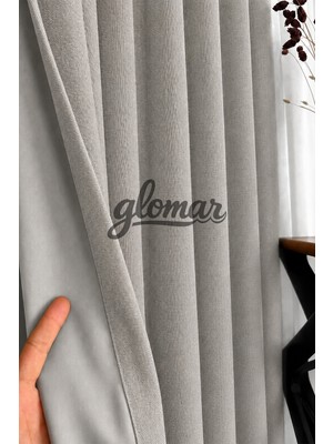 Glomar Keten Double Blackout Lacivert Fon Perde Karartma 1/3 Pileli Kornişli Yoğun Keten Işık Geçirmez
