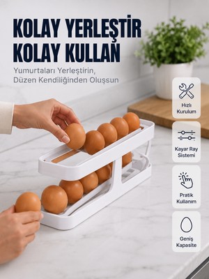 Aslanoğlu Store Yumurta Düzenleyici Organizer Buzdolabı Için Yer Tasarruflu Saklama Rafı