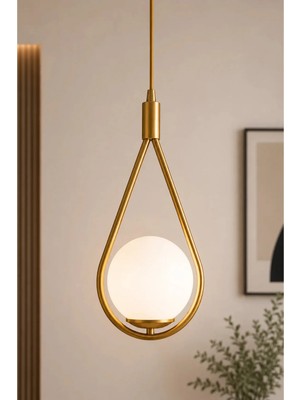St. Morritz Damla Model Gold Tekli Sarkıt Avize Opal Beyaz Cam E27 Modern Avize
