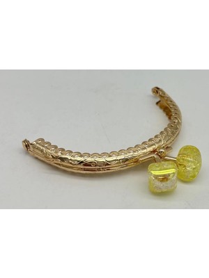 St. Morritz 10 cm Light Gold Oval Cüzdan Çanta Klipsi Bursu Neon Yeşili