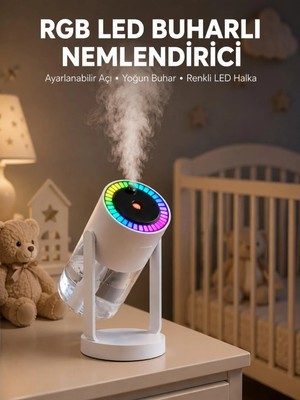 Aslanoğlu Store Ultrasonik Hava Nemlendirici Renkli Işık ve Manuel Püskürtme Ayarı Yeni Nesil