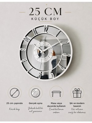St. Morritz Küçük Boy Gerçek Ayna Duvar & Masa Saati 25 cm