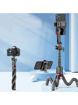 Coverzone Uzatılabilir Ahtapot Tripod Selfie Çubuğu, Ent  Kablosuz Kumanda, 360° Bilyalı Başlık, Esnek Ayaklı, Telefon ve Aksiyon Kamera Uyumlu, Vlog Yayın Tripodu | C03