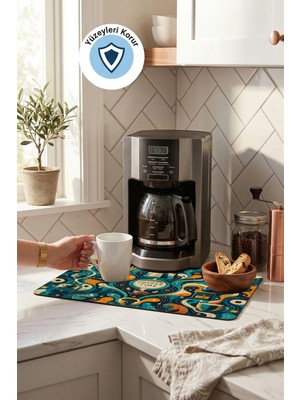 Valerine Life Kahve Espresso Makinesi Matı 35X45CM Çaycı Pad Su Geçirmez Future Brew