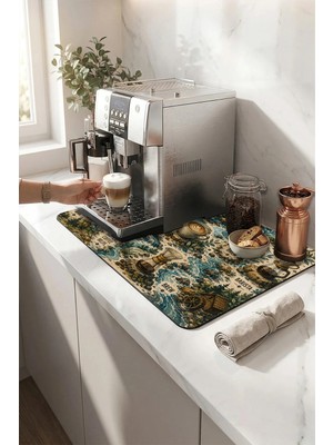 Valerine Life Kahve Espresso Makinesi Matı 35X45CM Çaycı Pad Su Geçirmez River Coffee