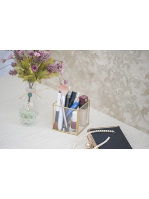 St. Morritz Mono Gold Organizer Makyaj Malzemesi Cam Kutu
