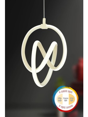 St. Morritz Valens Tekli Beyaz 3 Renk Işıklı Power Ledli Salon Mutfak Oda Hol Ledli Avize