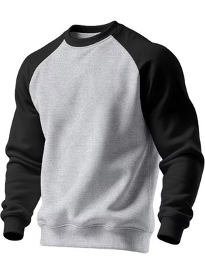 Ghassy Co. Erkek Bisiklet Yaka Spor Sweatshirt Basic Günlük Rahat Pamuklu Uzun Kollu Sweat