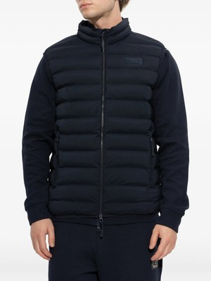 EA7 Erkek Pamuklu Regular Fit Kapitoneli Kapüşonlu Fermuarlı Lacivert Yelek 7M002381 AF15953-UB102