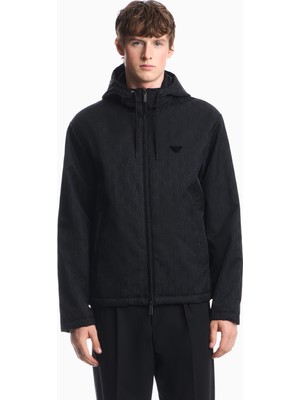 Emporio Armani Erkek Rahat Kalıp Kabartma Desenli Uzun Kollu Siyah Ceket EM006736 AF29202-FC368